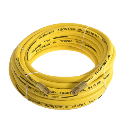 CONTINENTAL 3/8" x 50' Yellow EPDM Rubber Air Hose, 300 PSI, 3/8" FNPSM x FNPSM HZY03830-50-41